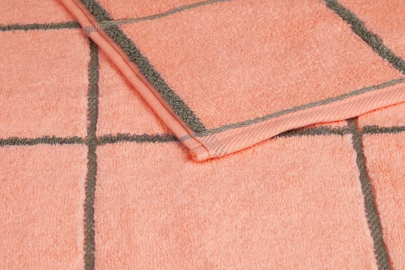 ROSS Cashmere Überkaro Handtücher Peach Pink Frottier 100% Baumwolle - Bild 4