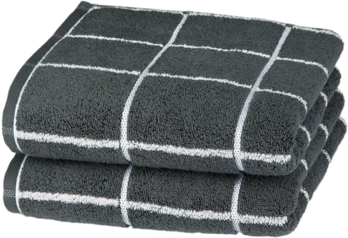 ROSS Cashmere Überkaro Handtuch Anthrazit Kariert Frottier - Bild 2