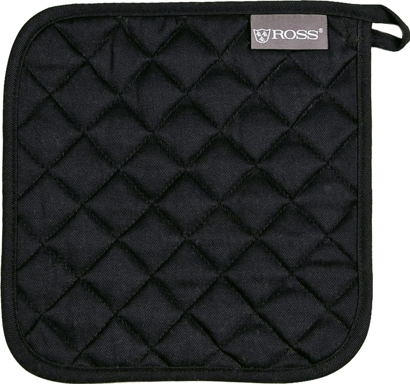 ROSS Topflappen Exclusiv Set 4-tlg. Schwarz 100% Baumwolle