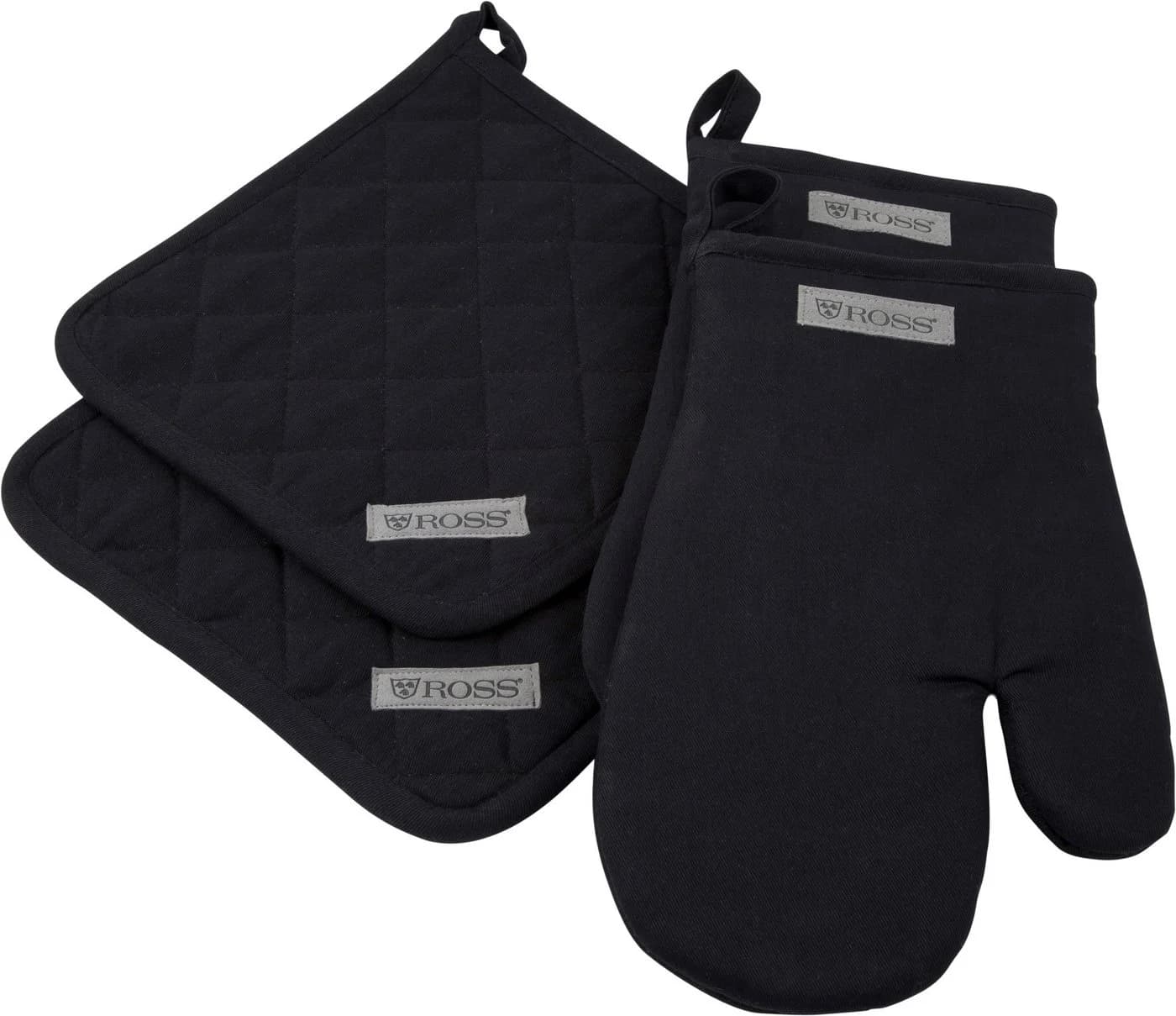 ROSS Topflappen Exclusiv Set 4-tlg. Schwarz 100% Baumwolle - Bild 2