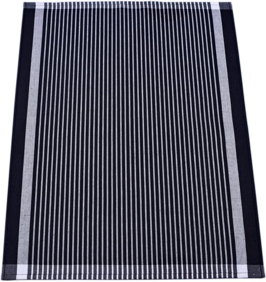 ROSS Geschirrtuch Exclusiv Set 3-tlg. Schwarz Baumwolle Leinen