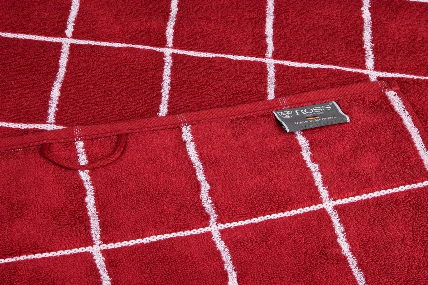 ROSS Cashmere Überkaro Handtücher Vino-Weiß Frottier 100% Baumwolle - Bild 3
