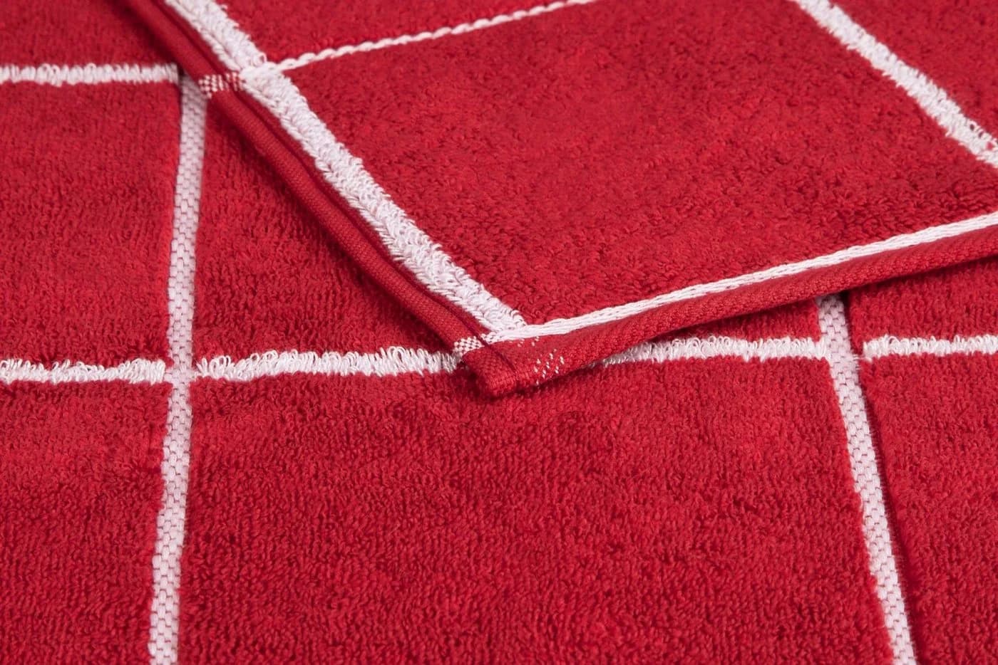 ROSS Cashmere Überkaro Handtücher Vino-Weiß Frottier 100% Baumwolle - Bild 4
