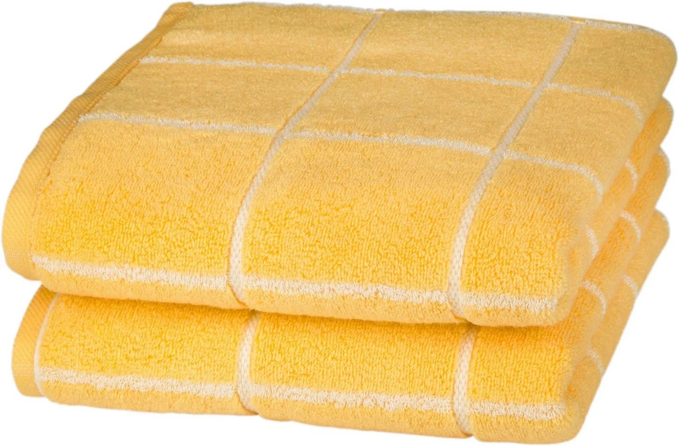 ROSS Cashmere Überkaro Handtücher Kariert Ginster-Weiß Frottier - Bild 2