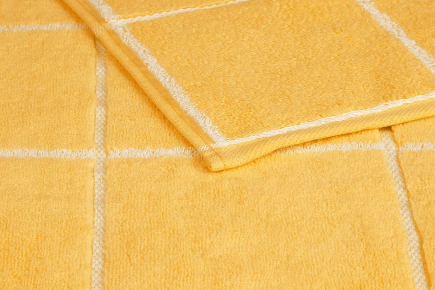 ROSS Cashmere Überkaro Handtücher Kariert Ginster-Weiß Frottier - Bild 4