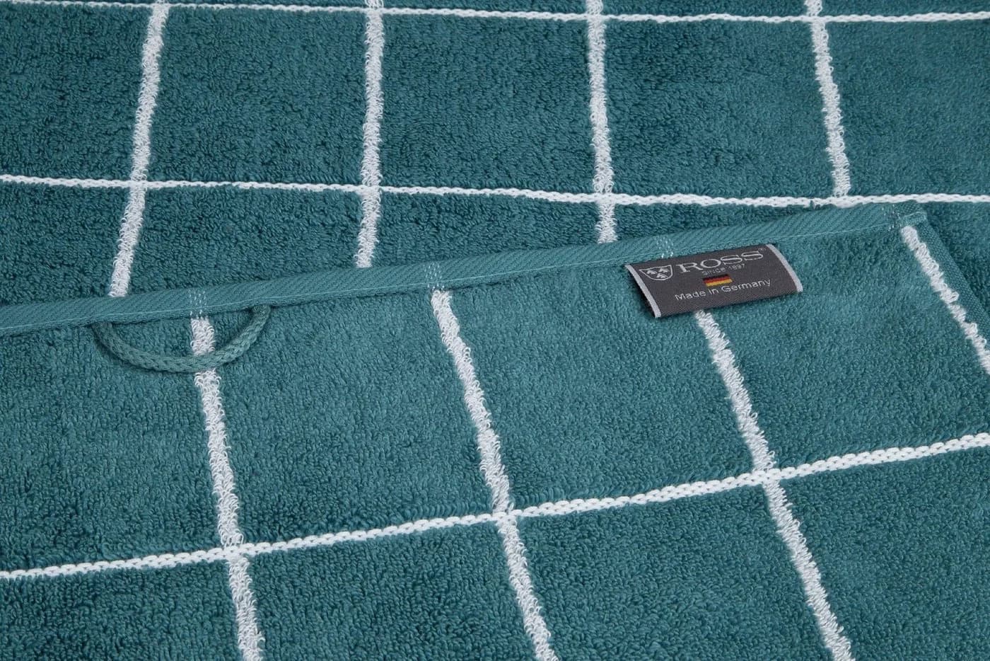 ROSS Duschtuch Cashmere Überkaro Blau Frottier 100% Baumwolle - Bild 3