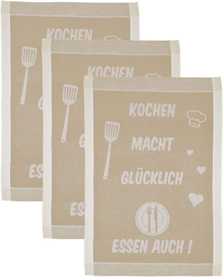 ROSS Geschirrtuch 3er-Set Beige 100% Baumwolle 50x70 cm - Bild 2