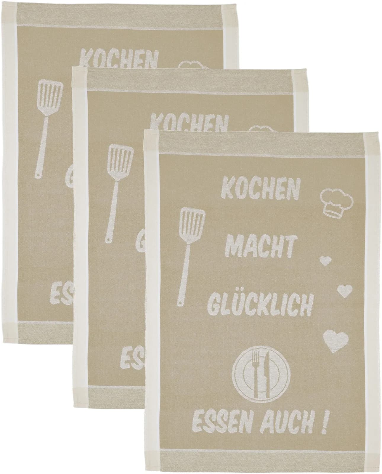 ROSS Geschirrtuch 3er-Set Beige 100% Baumwolle 50x70 cm - Bild 4