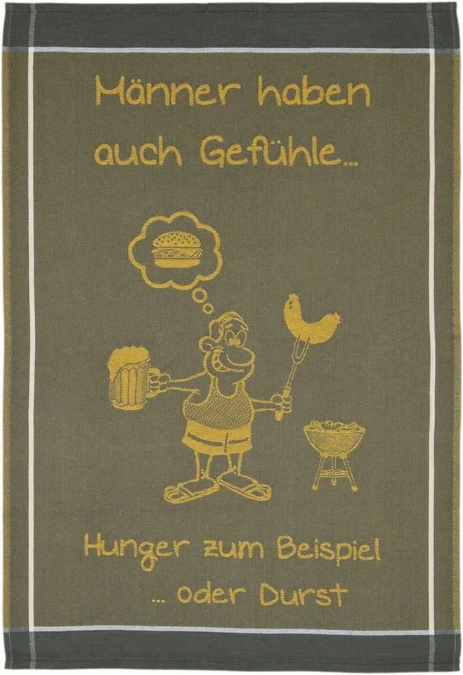 ROSS Geschirrtuch 3er-Set Braun/Orange mit Sprüchen
