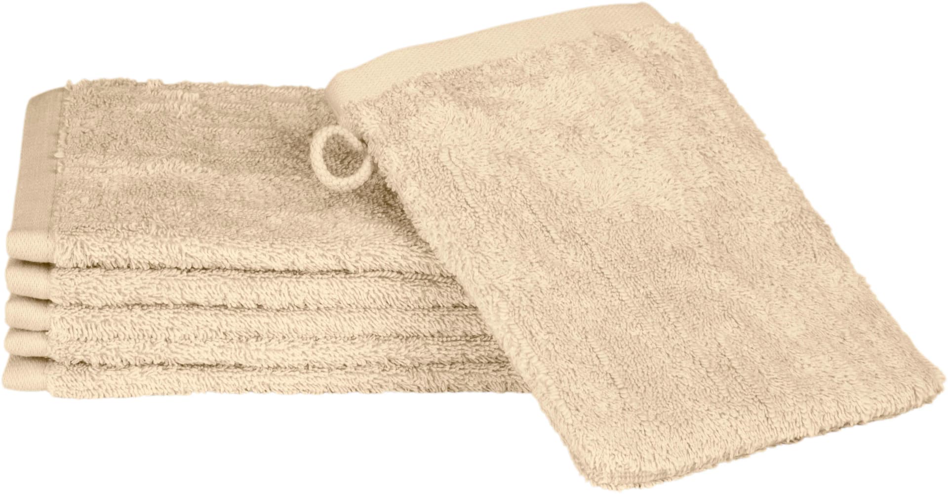 ROSS Premium Waschhandschuh Set 6-tlg. 100% Baumwolle Natur