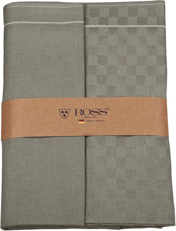 ROSS Geschirrtuch 2er Set Grau Flanell Baumwolle Leinen - Bild 2