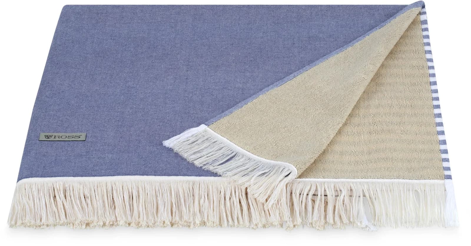 Ross Hamamtuch gestreift marine weiß natur 90x180 cm Frottier