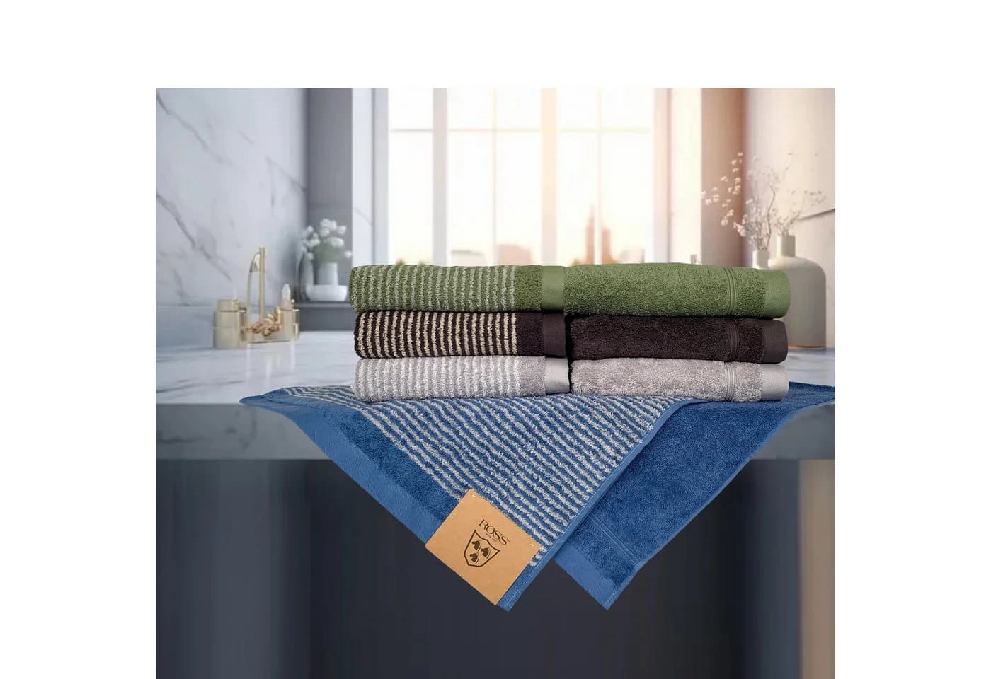Duschtuch ROSS Kornblumenblau Granit Frottier 70x140 cm - Bild 4