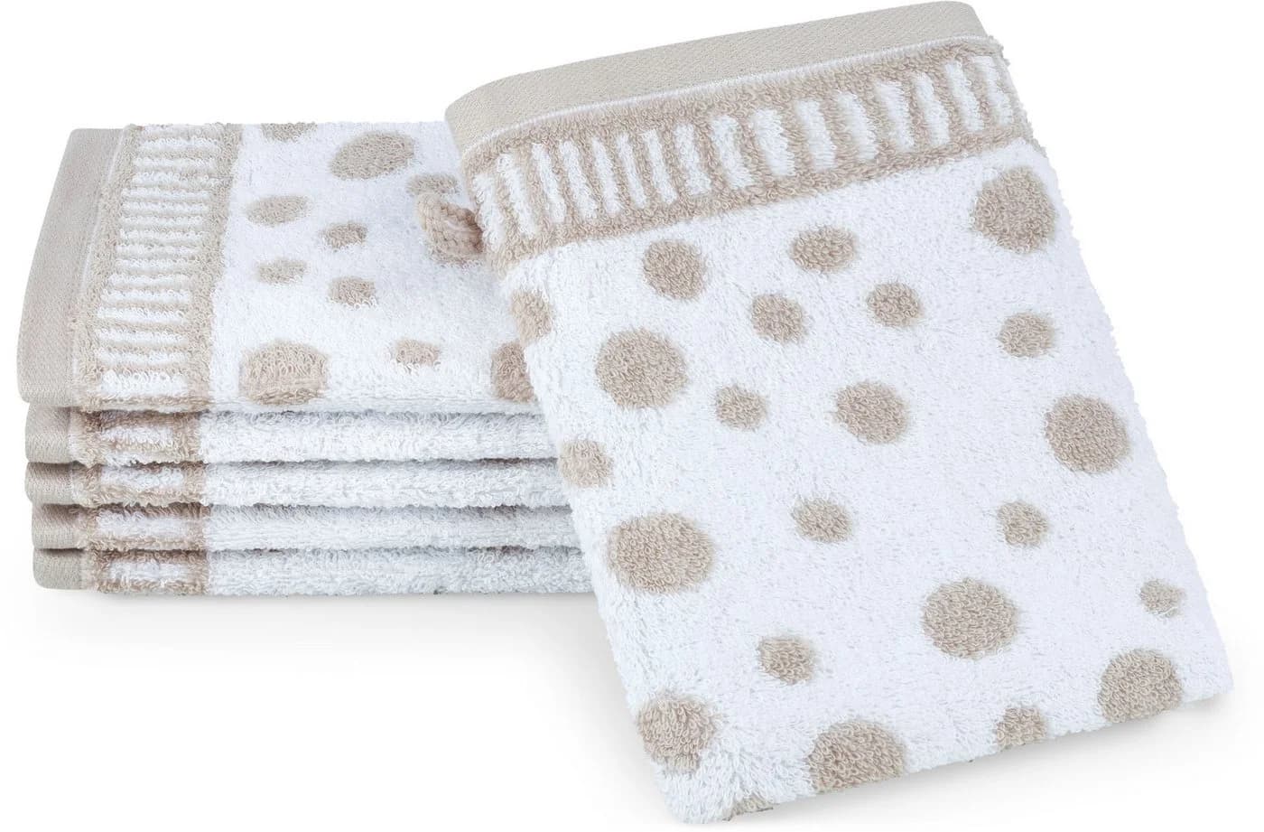 ROSS Waschhandschuh Punkte Allover Beige 6er-Pack Baumwolle - Bild 2