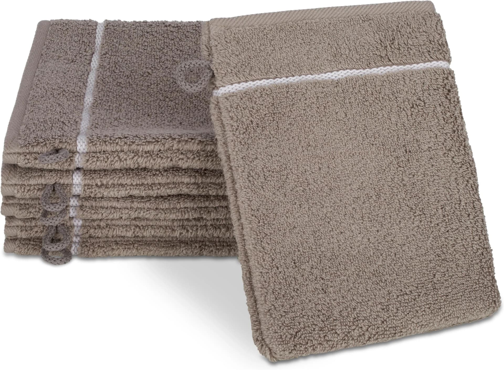 ROSS Waschhandschuh 6er-Set Beige Kariert 100% Baumwolle