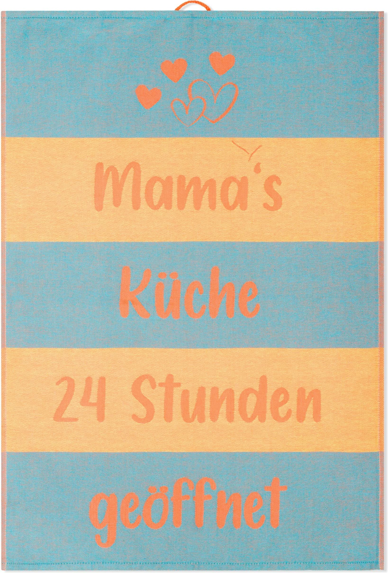 ROSS Geschirrtuch 3er-Pack "Mama's Küche" Bunt Türkis Beige Orange