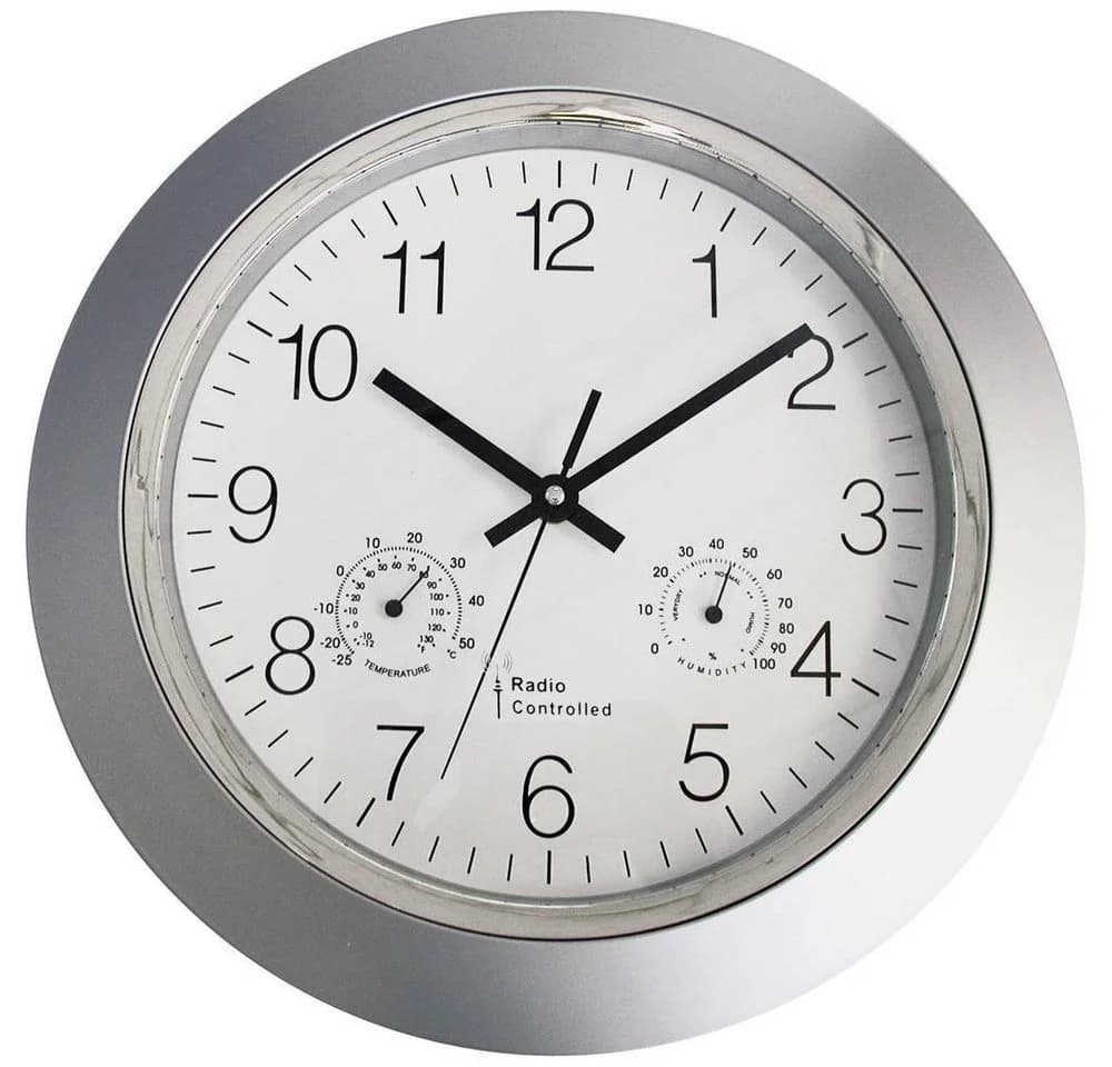 EUROTIME Funk-Wanduhr mit Thermo- und Hygrometer 56004