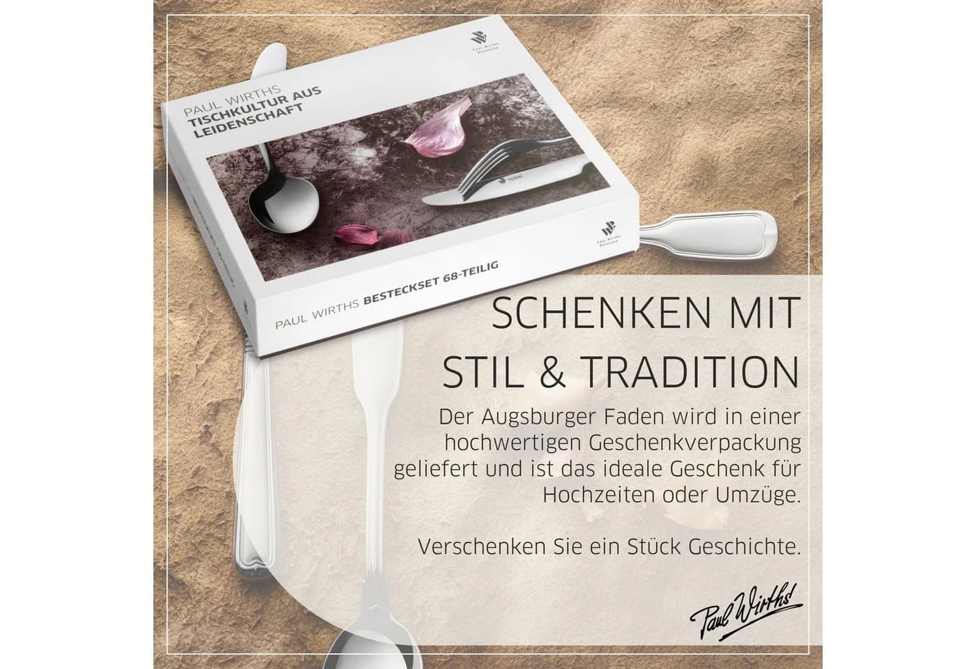Paul Wirths Besteck-Set AUGSBURGER FADEN 68-tlg. 12 Pers. Edelstahl 18/0 - Bild 4