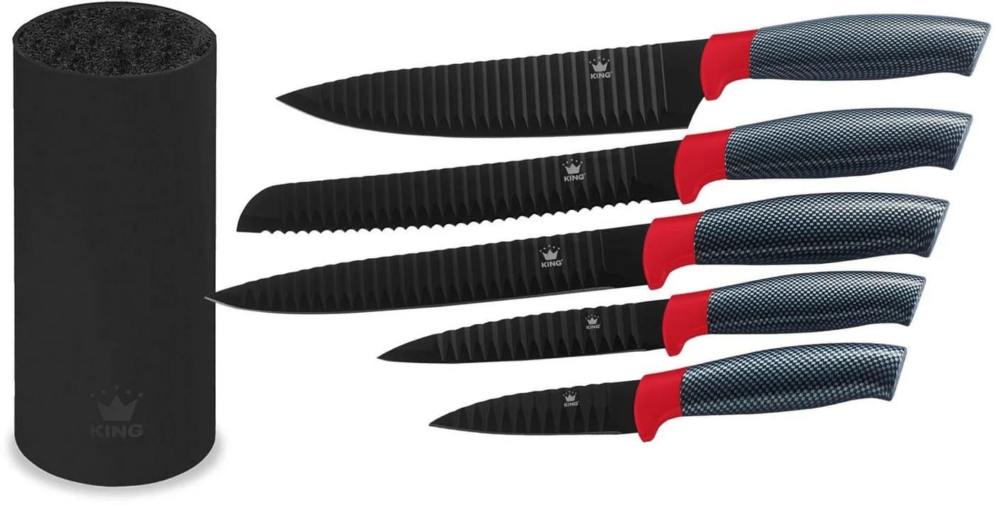 Messerblock KING Carbon Optic Rot/Schwarz 5 Messer - Bild 2