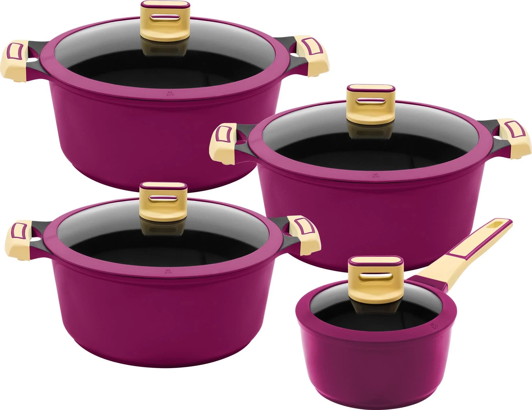 Kochtopfset King Gourmet Lila 4-Töpfe 1 Stieltopf