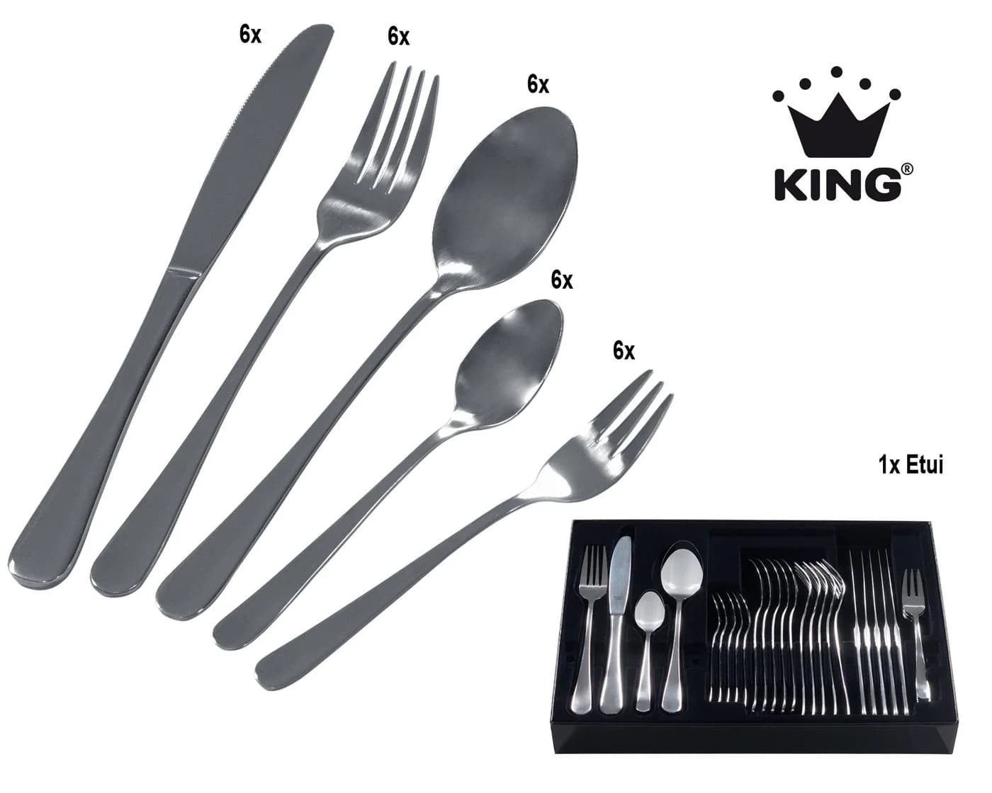 KING Besteck-Set VIERAILLA 31-tlg. Edelstahl 18/0 silber inkl. Etui