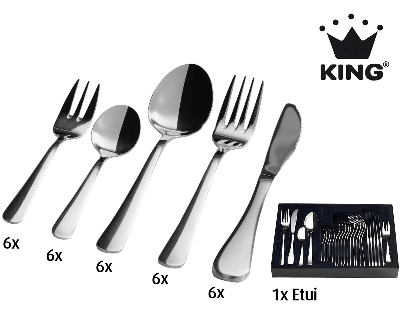 KING Besteck-Set Oslo 31-tlg. Edelstahl 18/10 silber für 6 Pers. - Bild 4