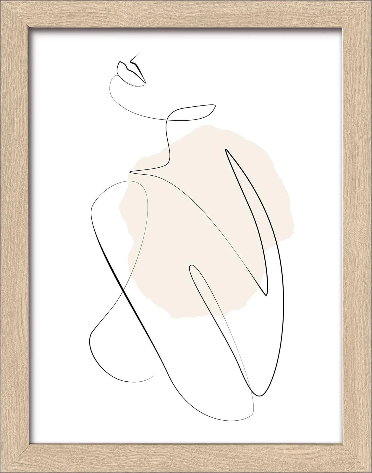 Gerahmter Kunstdruck SHAPES XII mit abstraktem Formenmotiv hinter Glas in einer schmalen dunklen Leiste.
