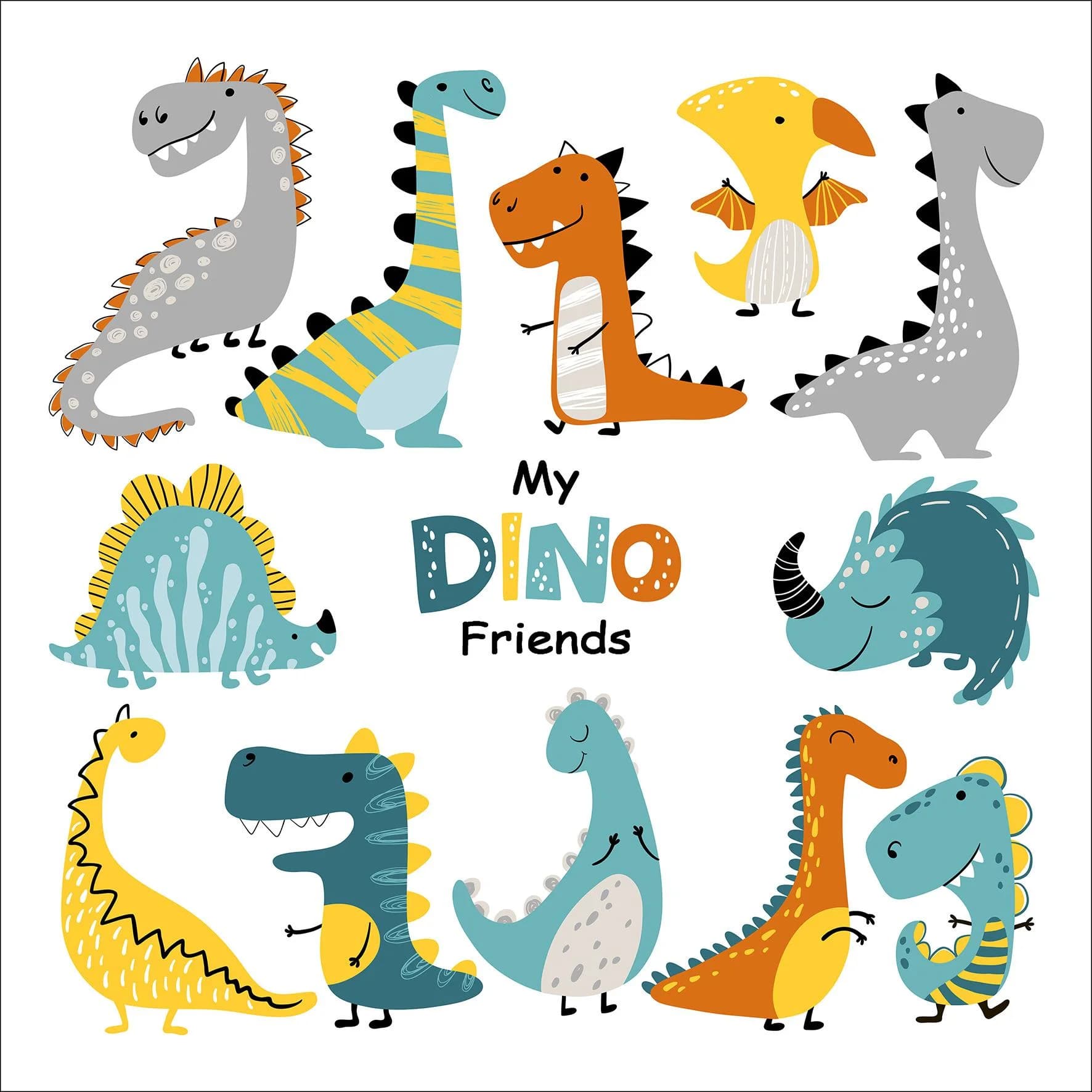 Keilrahmenbild DINOS III Kunstdruck auf Spannrahmen Mehrfarbig