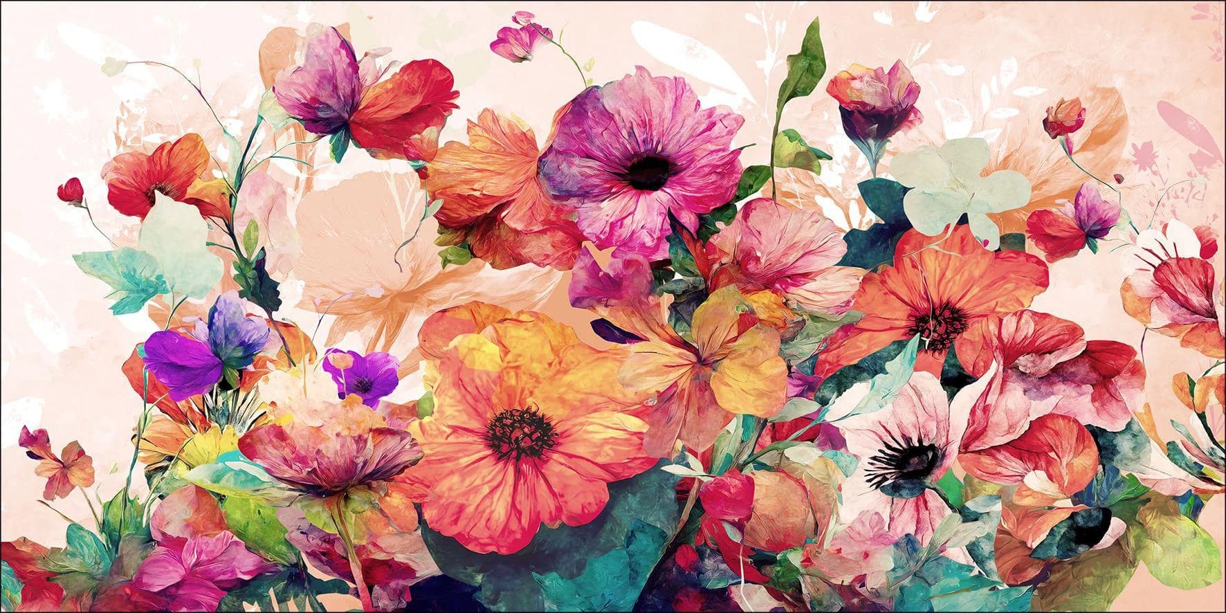 Aludibondbild FLOWERS XI Blumen Mehrfarbig Metall