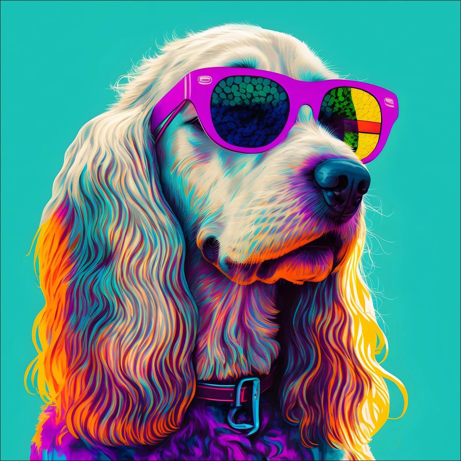 Keilrahmenbild SUNGLASSES DOGS Hund mit Sonnenbrille Kunstdruck