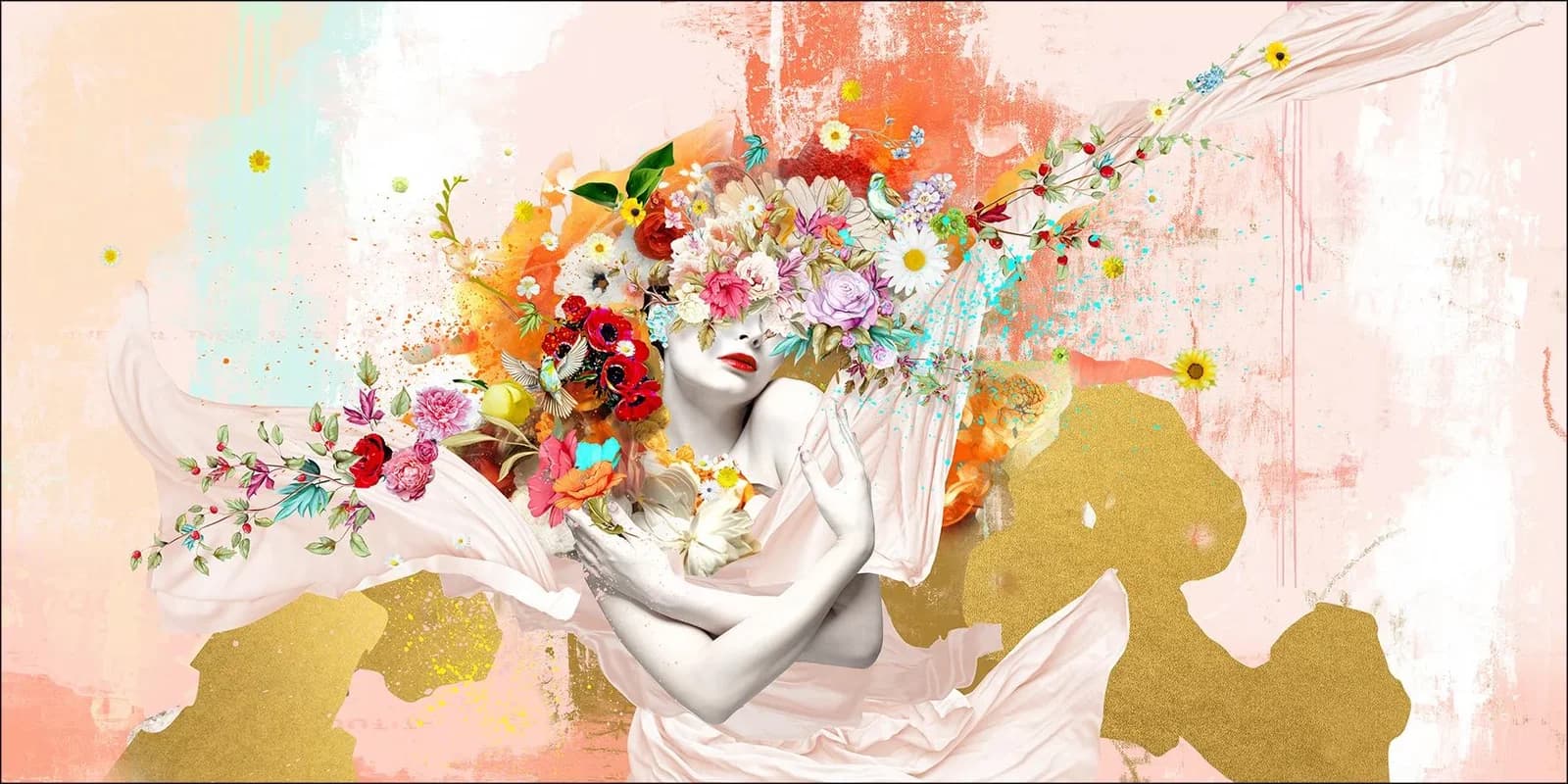 Originalbild Flowers on the Body Kunstleinwand auf Spannrahmen