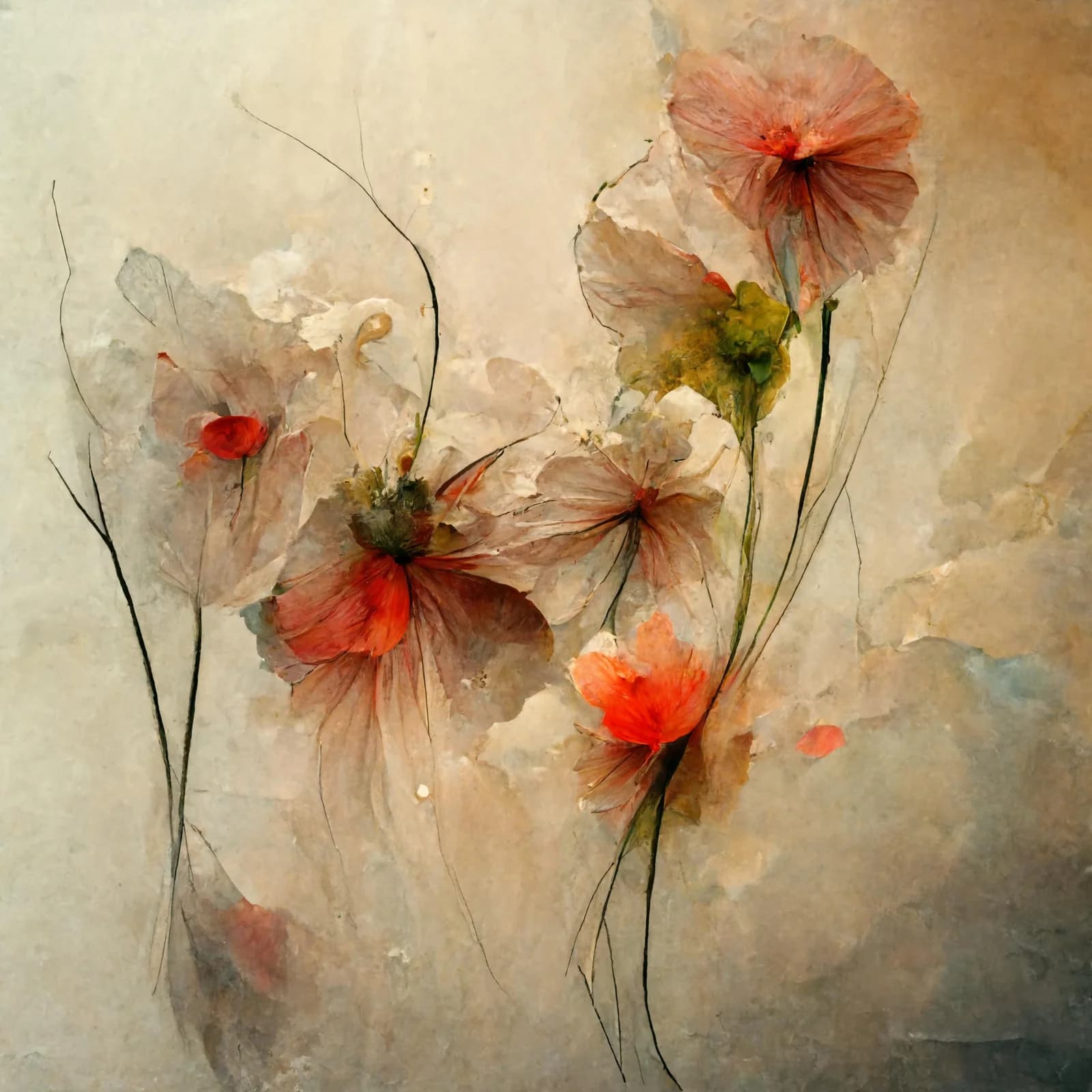 Glasbild Delicate Floral Structures II Mehrfarbig