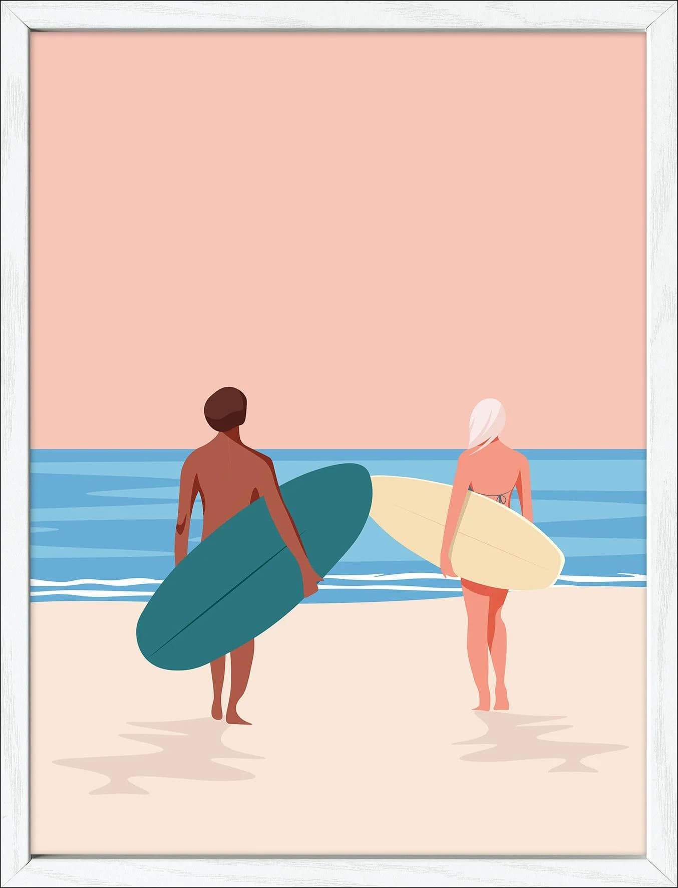 Gerahmtes Bild WAITING FOR WAVES Mehrfarbig Kunstdruck hinter Glas