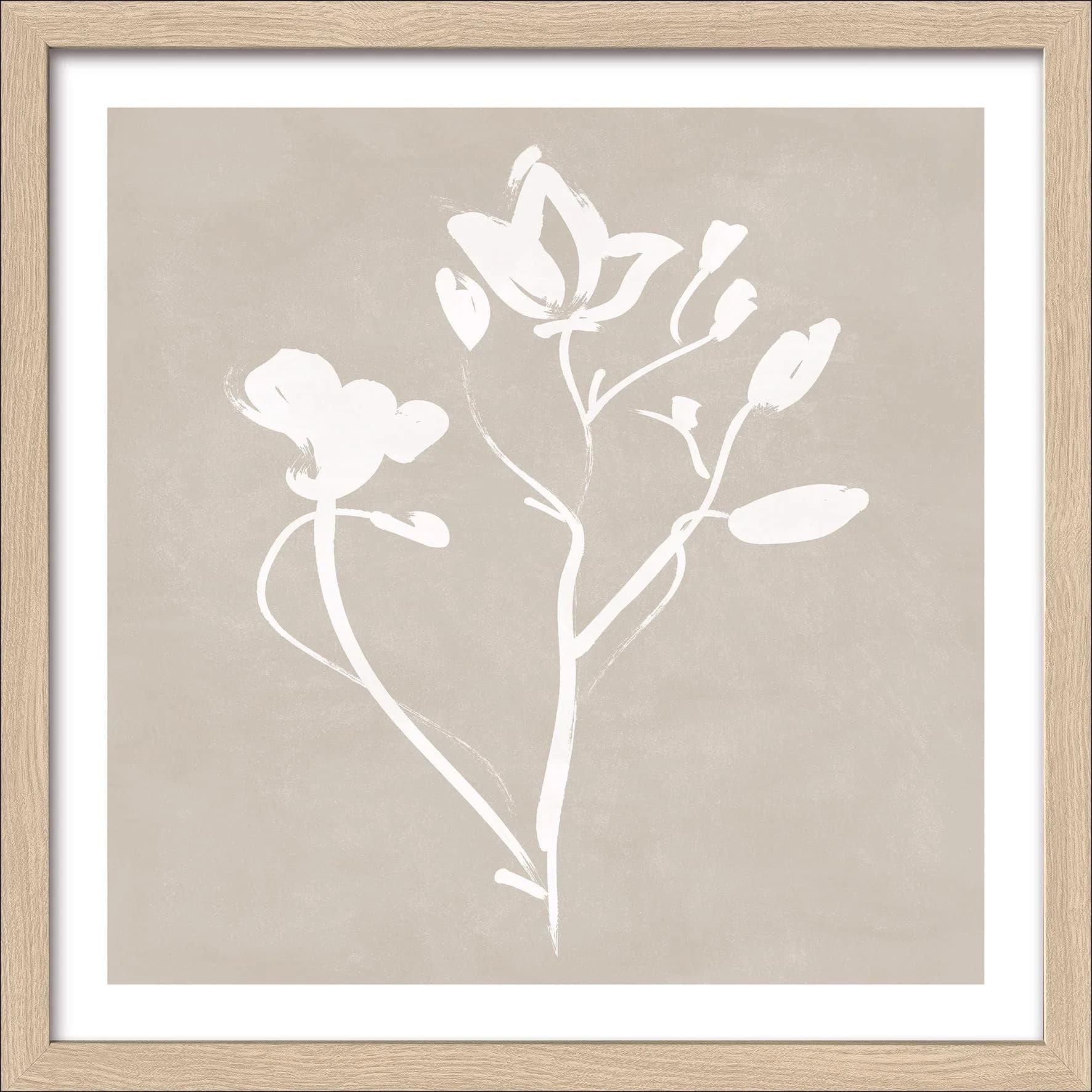 Gerahmtes Bild Blumen auf Beigem Hintergrund Pro Art