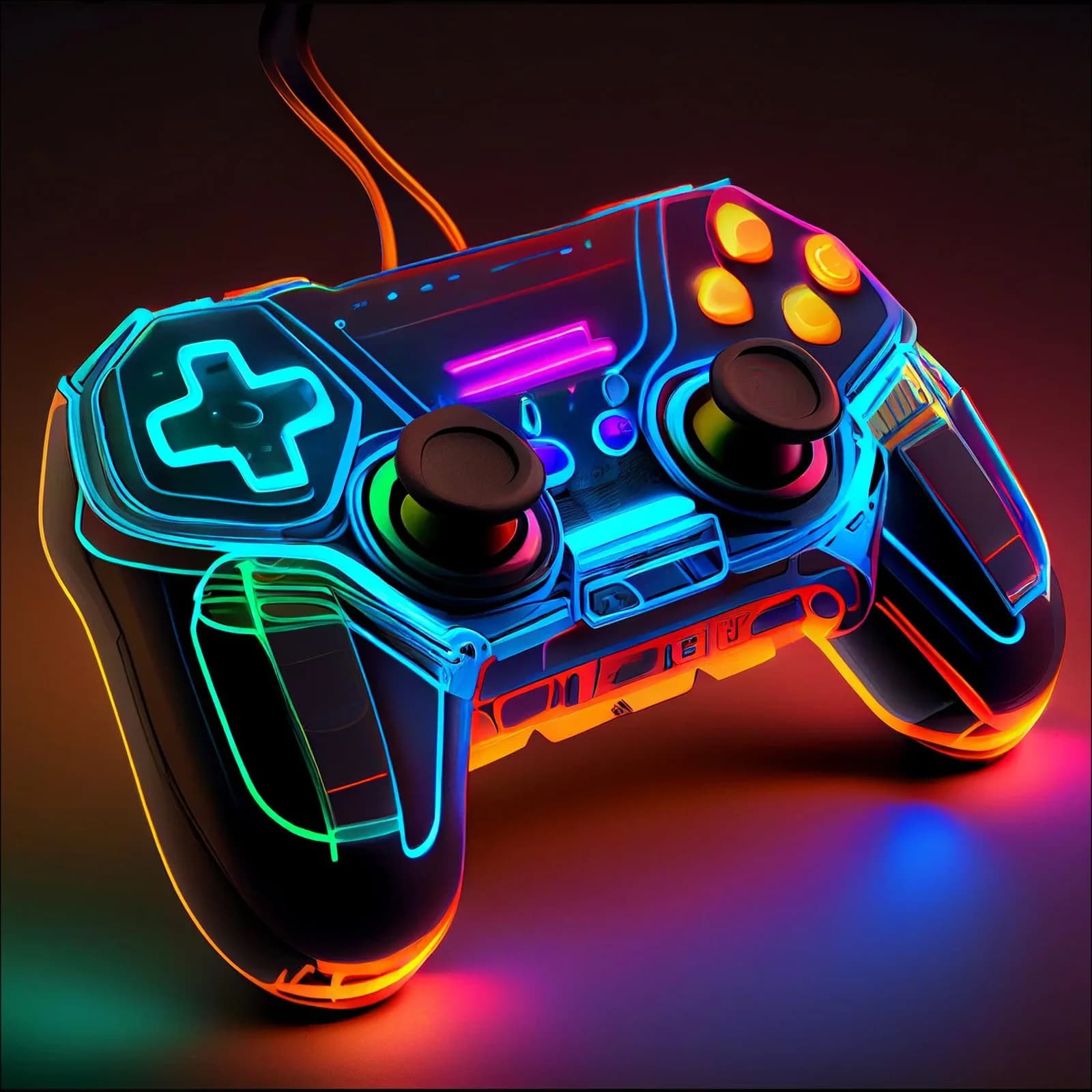 Glasbild NEON CONTROLLER Mehrfarbig