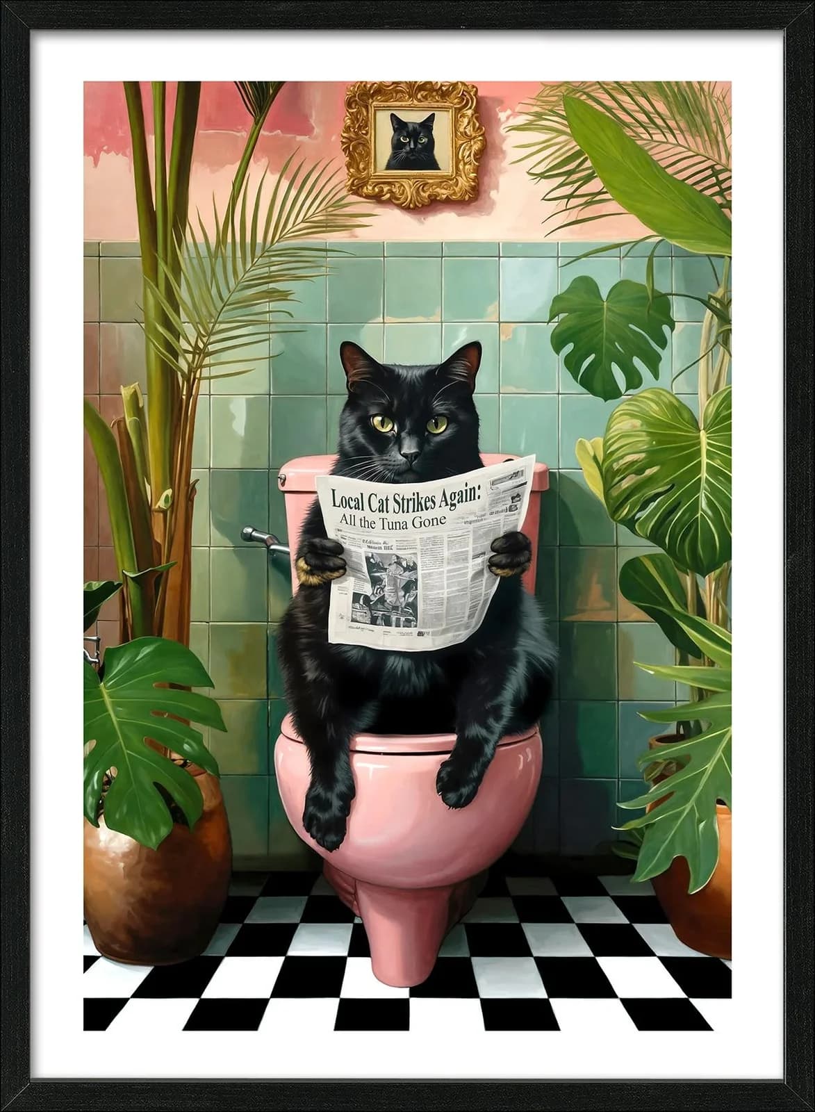 Pro Art Gerahmtes Bild LUSTIGE KATZE Bunt Glas Holzwerkstoff