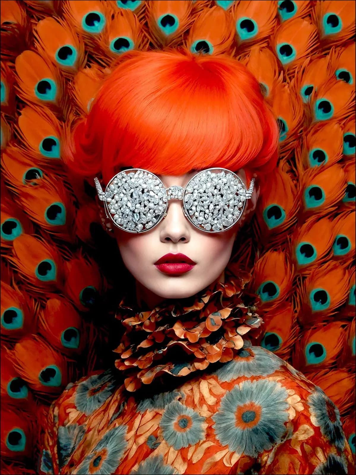 Glasbild BLING BLING LADY II Mehrfarbig