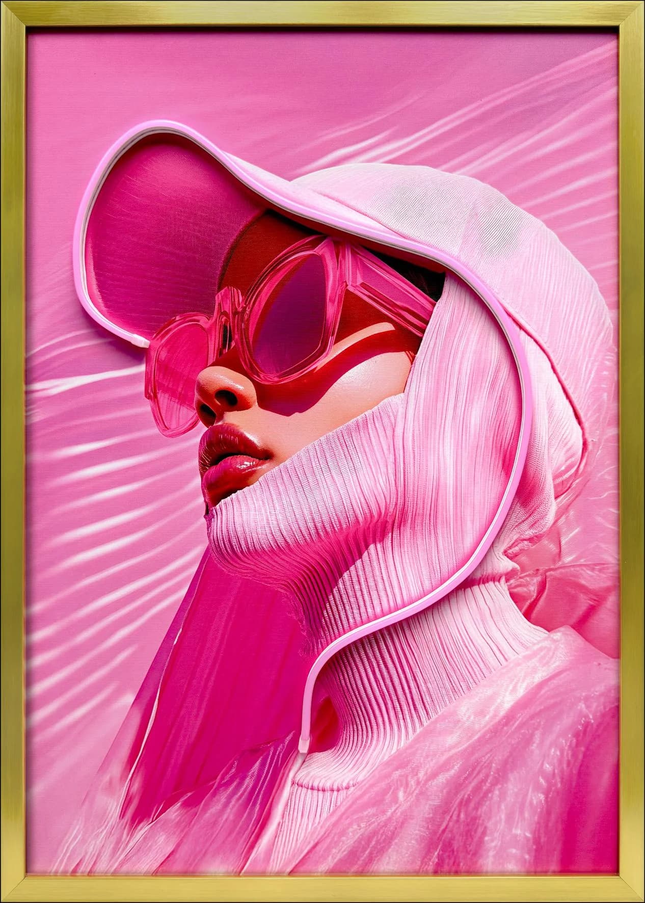 PRO ART Bild LED NEON GIRL I Bunt Gerahmt