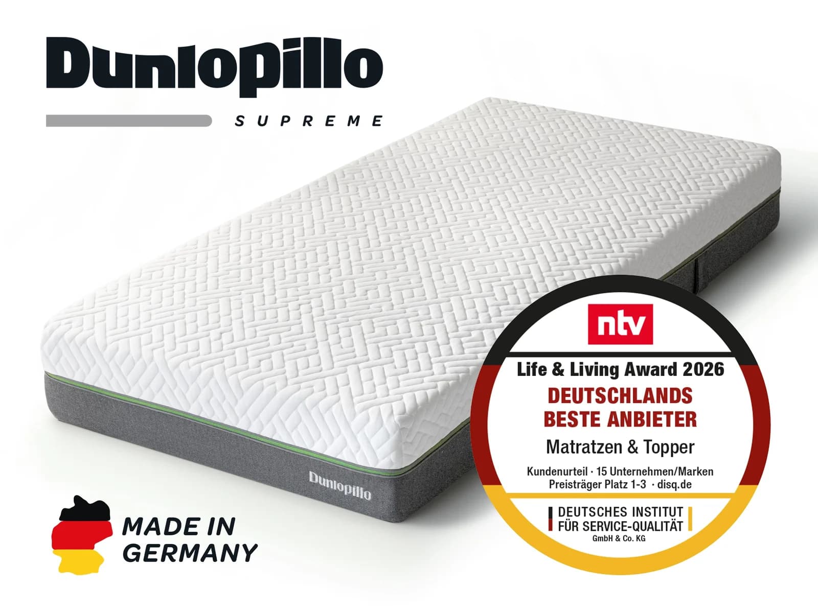 Dunlopillo Supreme T Taschenfederkernmatratze 7-Zonen Aquagel