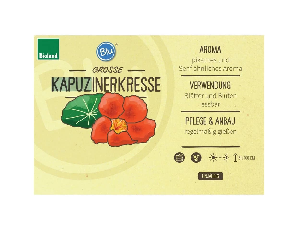Exotenherz Kapuzinerkresse Tropaeolum majus Kräuterpflanze im 12cm Topf - Bild 3