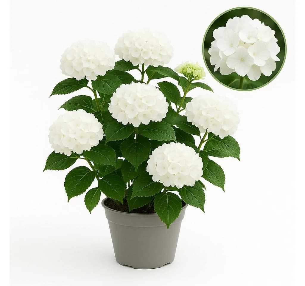 Exotenherz Hortensia Hydrangea Forever & Ever Weiß 7-12 Blüten 23cm Topf - Bild 2