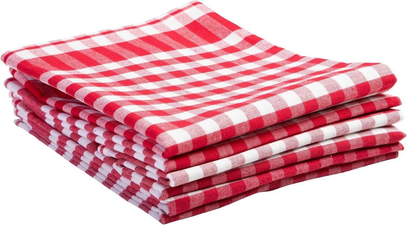 STUCO Geschirrtuch Set Vichy Rot-Weiß 6-tlg. 100% Baumwolle
