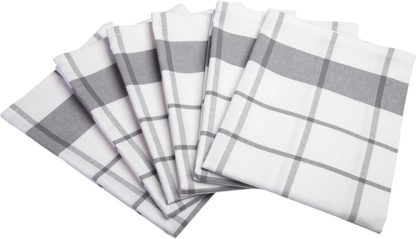 STUCO Geschirrtuch Set 6-tlg. Grau/Weiß Karo 100% Baumwolle - Bild 3
