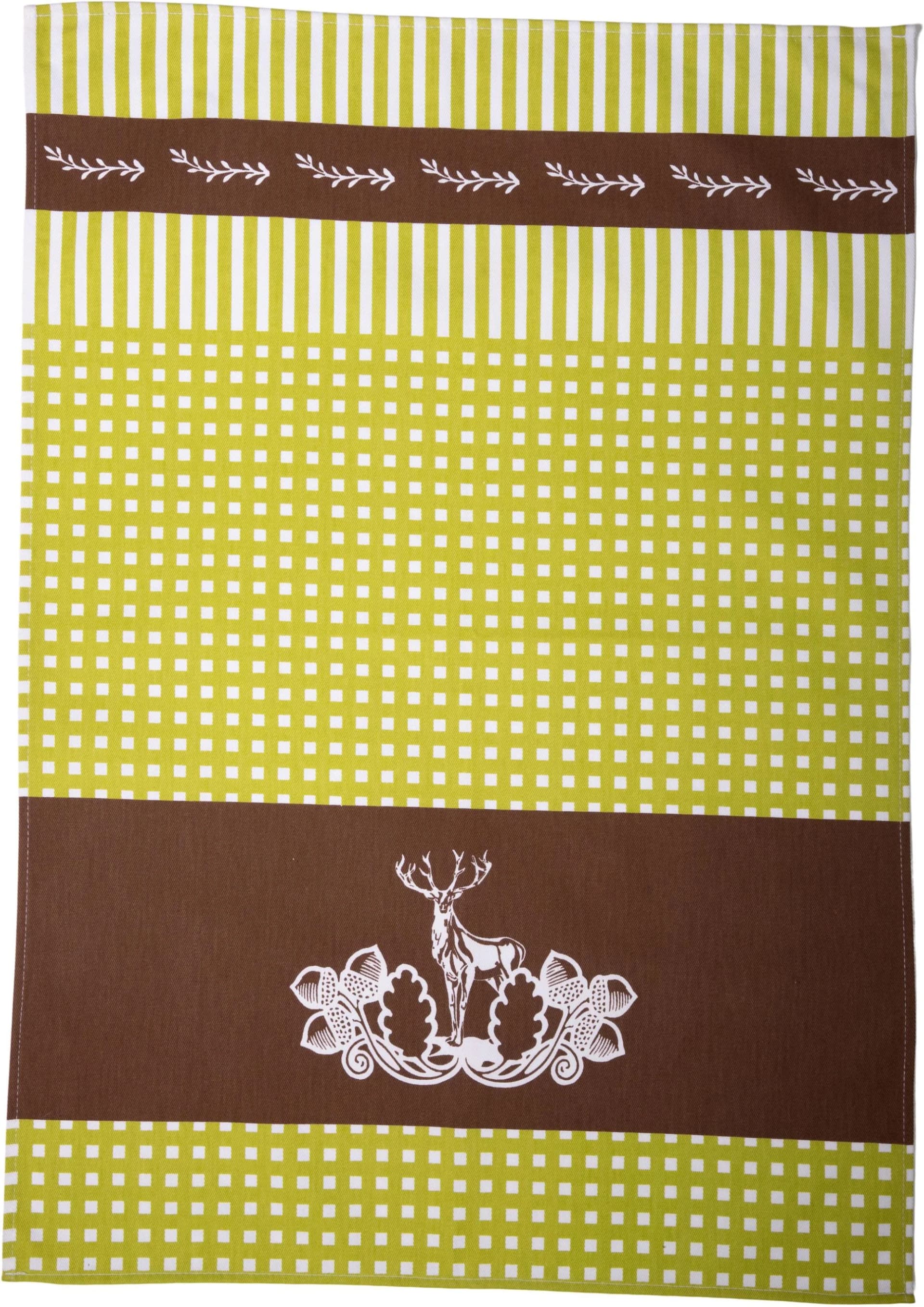 STUCO Geschirrtuch Set Lederhosen Motiv 3-tlg. Baumwolle Grün Braun Weiß