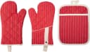 STUCO Topfhandschuhe 3-tlg. Set Rot/Natur Gestreift Bild 1