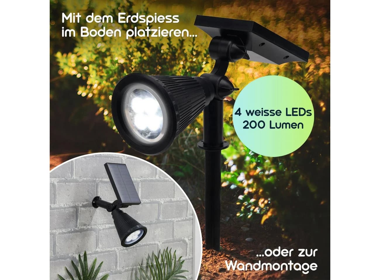 Casativo LED Gartenstrahler Solar mit Dämmerungssensor & Erdspieß - Bild 4