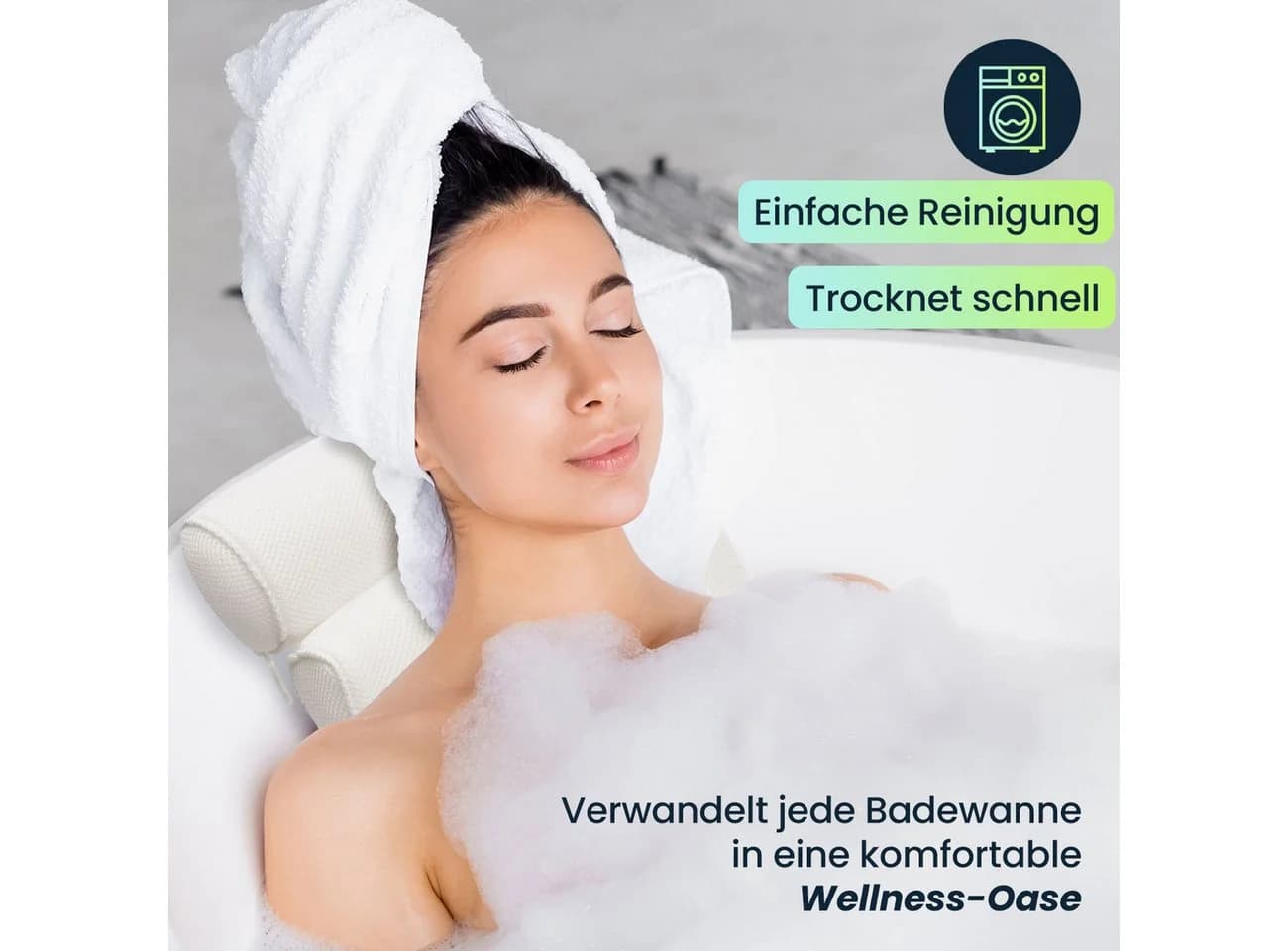 Casativo Badewannenkissen mit Nackenstütze und Saugnäpfen