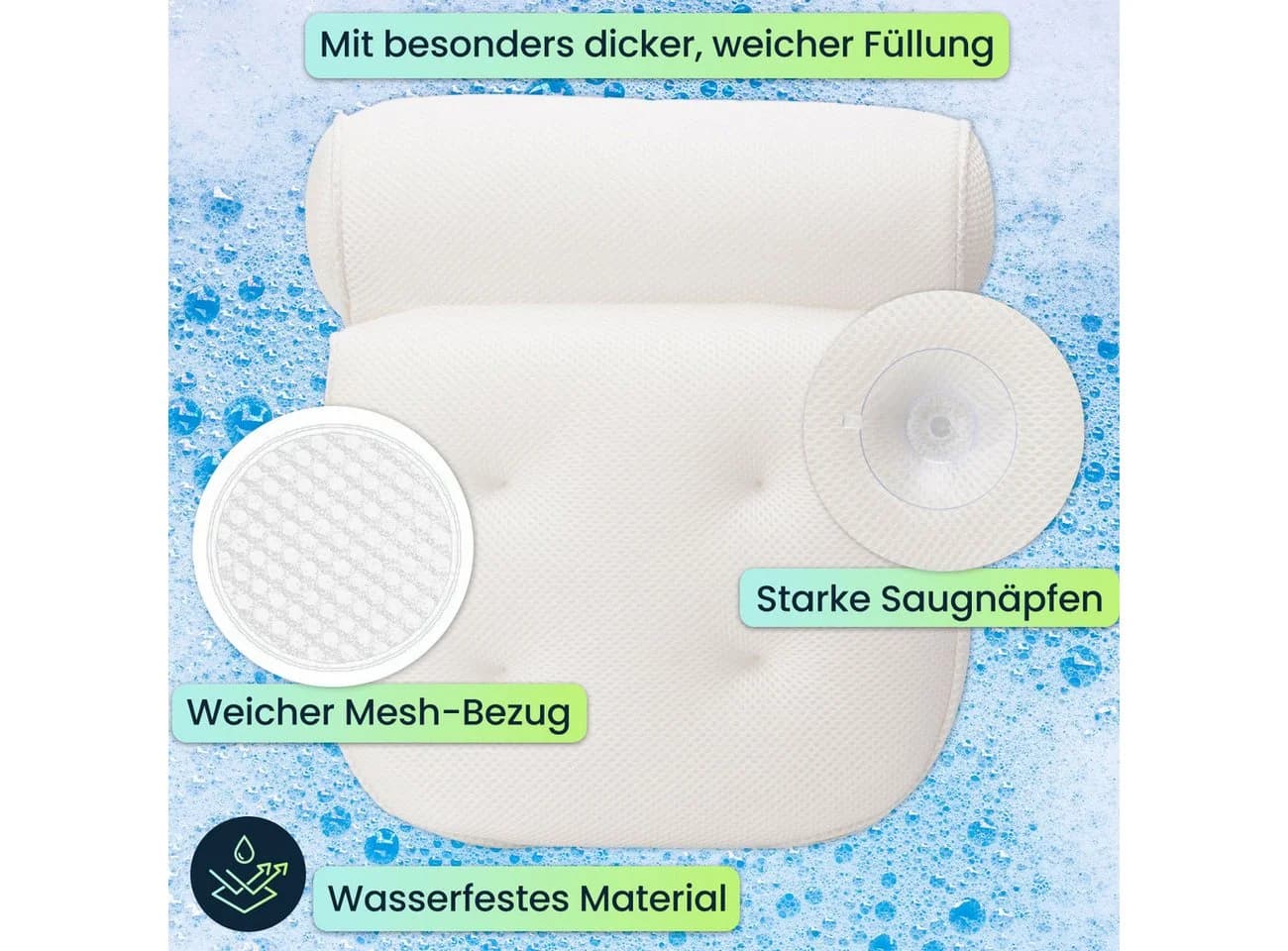 Casativo Badewannenkissen mit Nackenstütze und Saugnäpfen - Bild 4