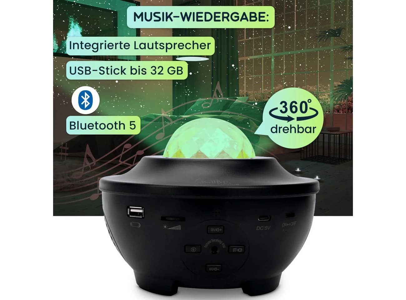 Casativo LED-Sternenhimmel Projektor Schwarz mit Bluetooth & Sprachsteuerung - Bild 4