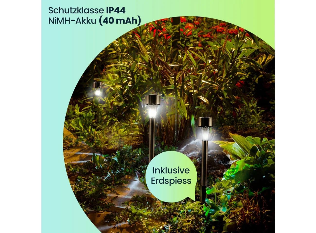 Casativo Mini-LED Solarleuchte Edelstahl IP44 mit Erdspieß - Bild 4